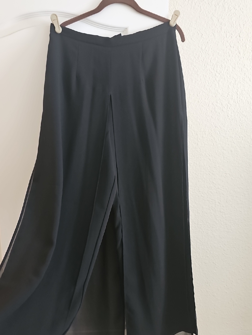 dressbarn Black Wide-Leg Palazzo Pants with Center Slit